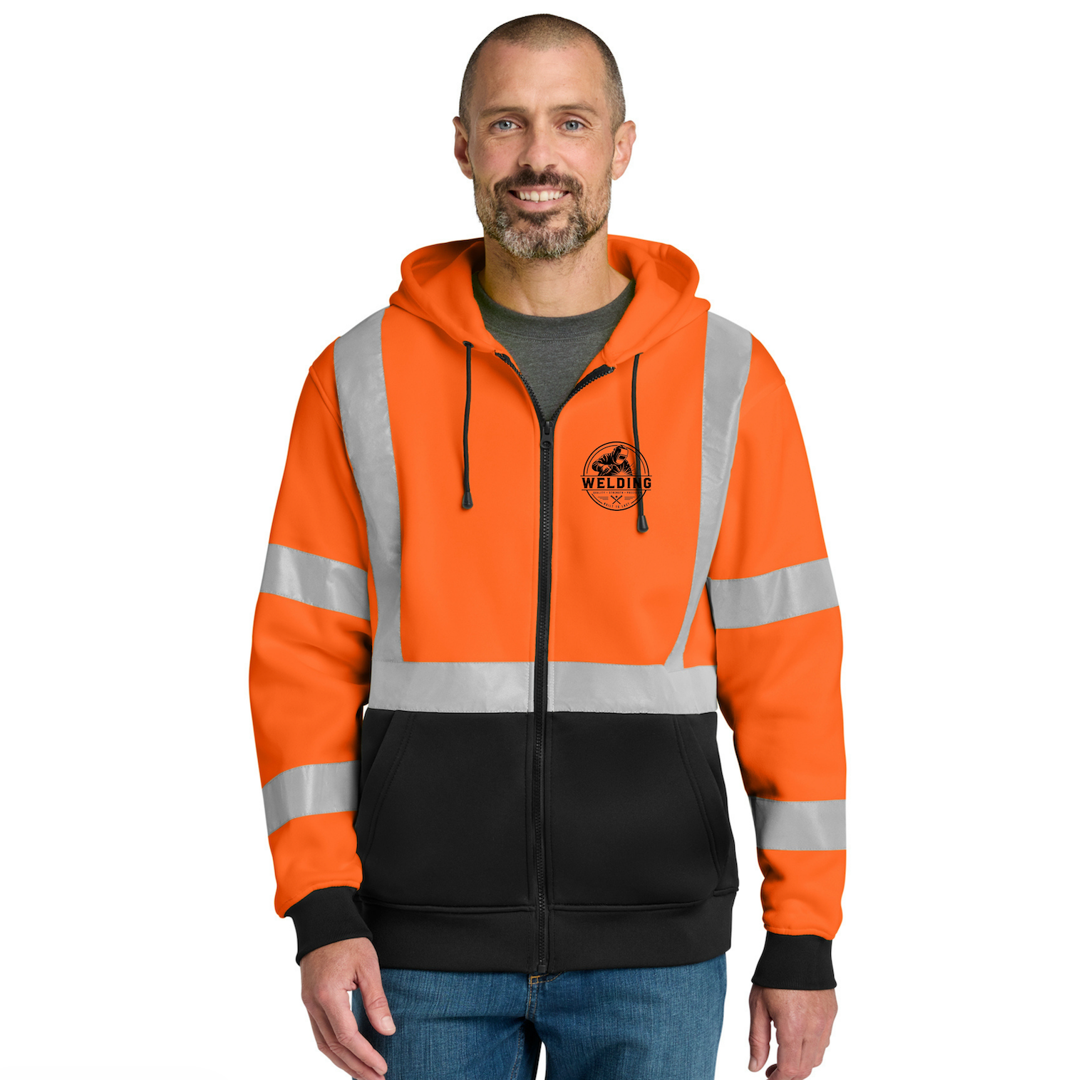 Custom High Visibility Heavy-Duty Full-Zip Hoodie