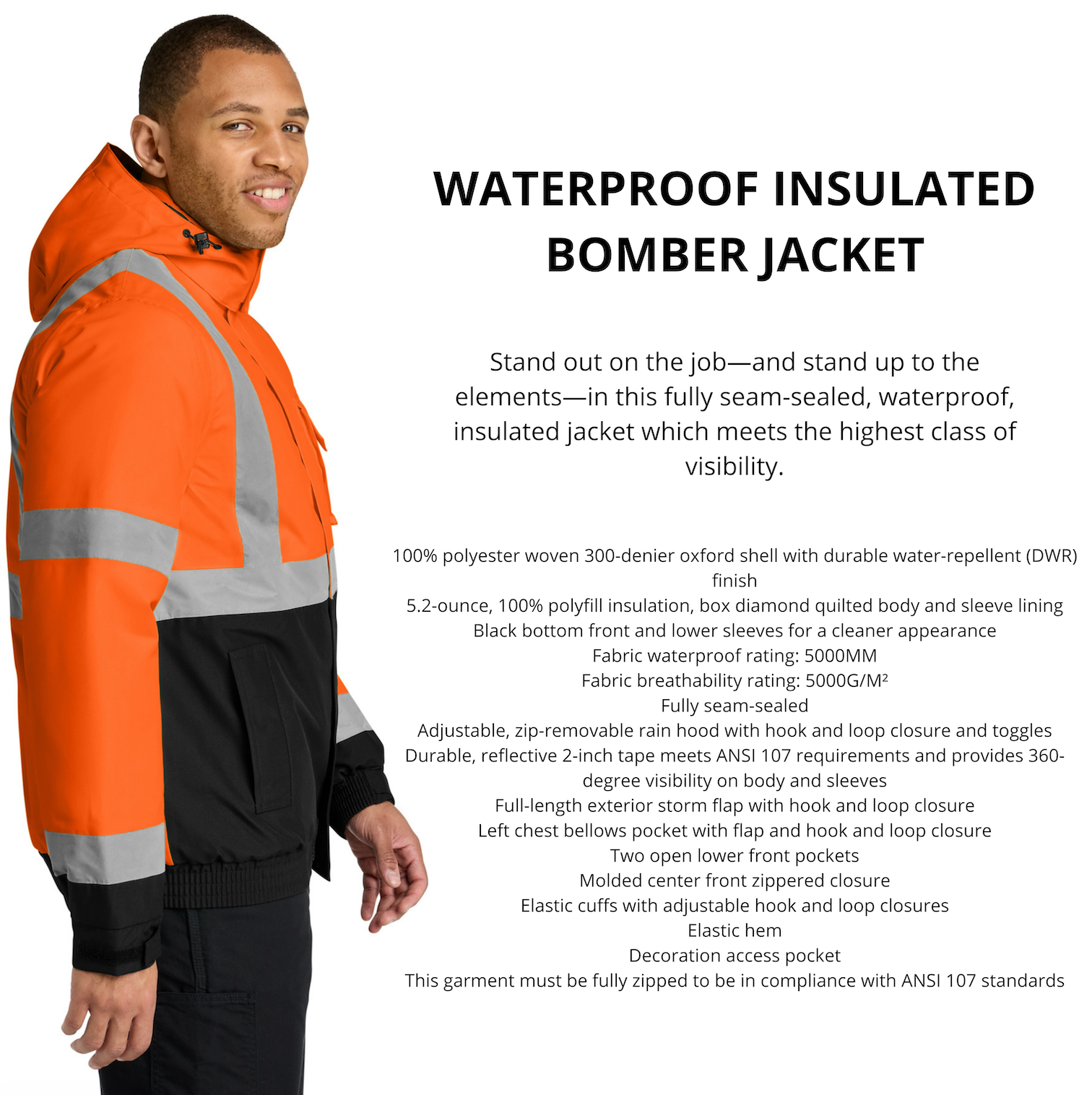 Custom High Visibility Waterproof Insulated Bomber Jacket